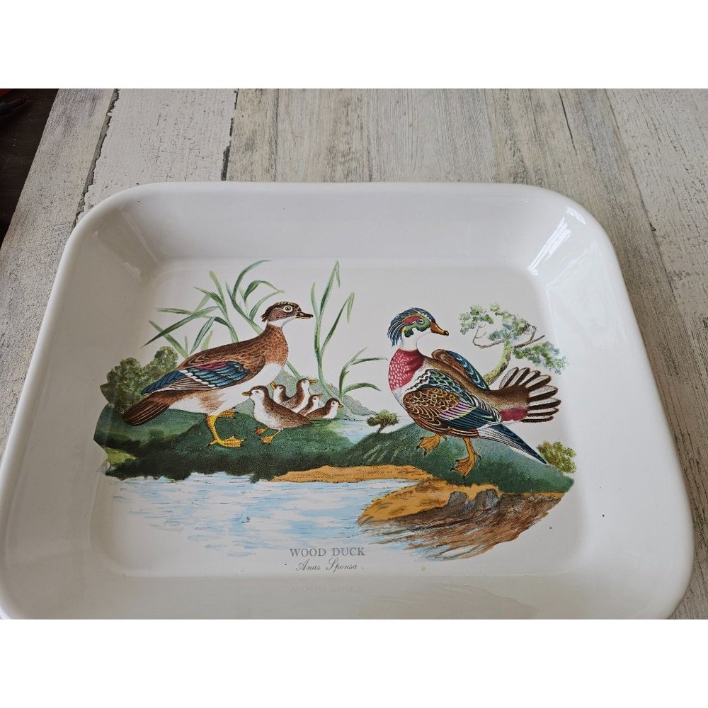 Portmeirion wood duck casserole baking dish bowl birds of Britain England tray v